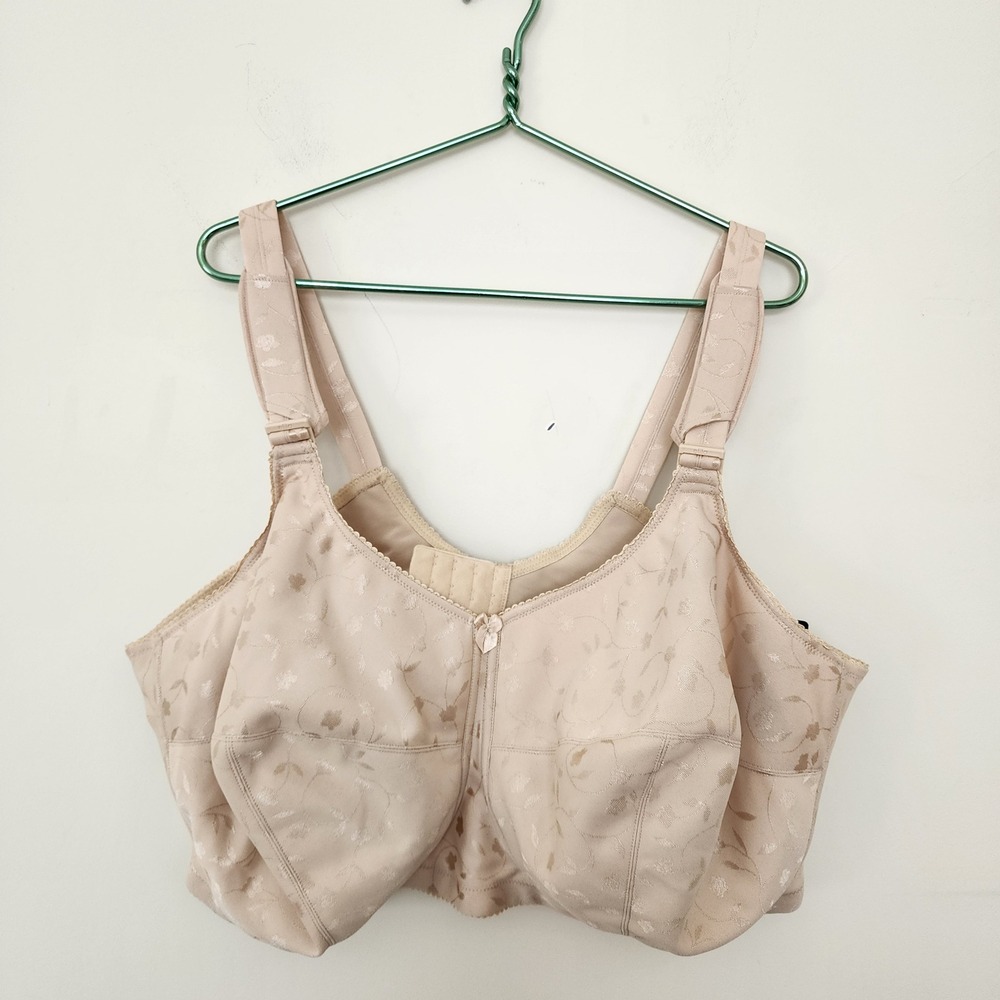 ⭐️ Elila 1305 Jacquard Soft Cup Wireless Bra Nude 52H Full Figure Support NWT